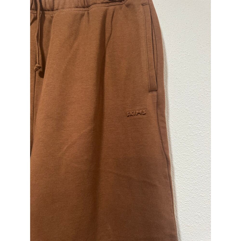 NWT SKIMS Cotton Fleece Straight Leg Pants Bison L Oversized Limited Edition - Picture 9 of 11